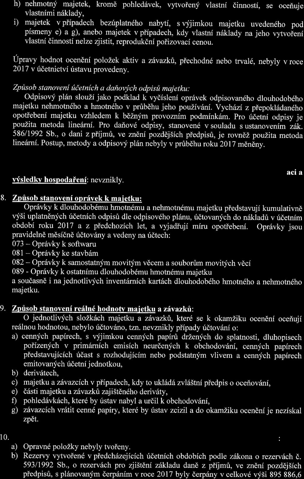 h) nehmotqf majetek, kromd pohled6vek, vytvoieny vlastni dinnostf, se oceduje vlastnfmi n6klady, i) majetek v pifpadech bezriplatn6ho nabyi, s v'jjimkou majetku uvedendho pod pismeny e) a g), anebo