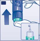 G Vždy před podáním injekce zkontrolujte, zda se na špičce jehly objeví kapka. Tím se ujistíte, že inzulin protéká perem.
