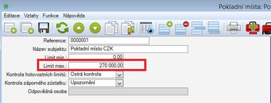 Rozšířená kontrola limitů pokladen Standardní funkčnost Nedostačující kontrola z důvodu: Není možné specifikovat doklady které nemají do kontroly