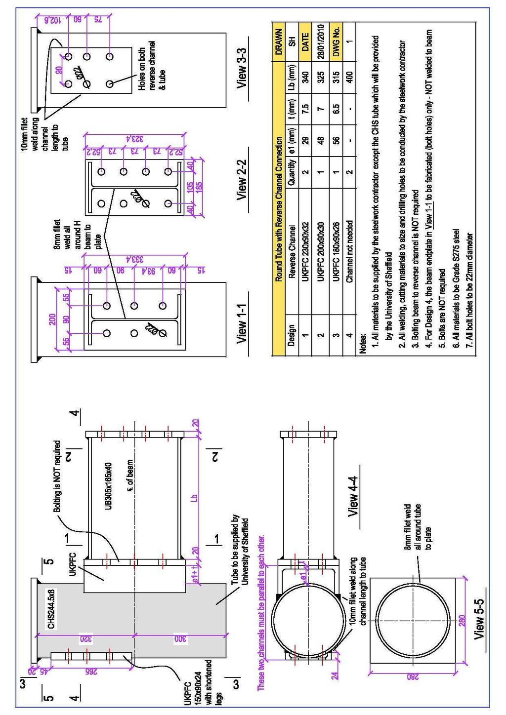 Round tube with reverse channel connection