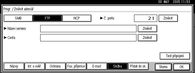 Adresáø FTP NCP Ochrana Chcete-li pøestat pouôívat jména odesílatelù nebo zamezit pøístupu do sloôek bez ovìøení, mùôete nastavit ochranné kódy.