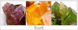 fluorit - z lat. náz. fluore = téci, dř. náz. kazivec, náz. v něm. Flußspat, rus. náz. plavikovij špat. Fluorid vápenatý, halogenid, chem. vz.