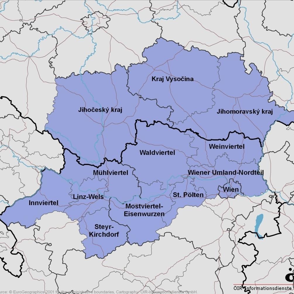 Území FMP celé programové území AT-CZ české kraje: Jihomoravský kraj Kraj Vysočina Jihočeský kraj rakouské regiony: Waldviertel