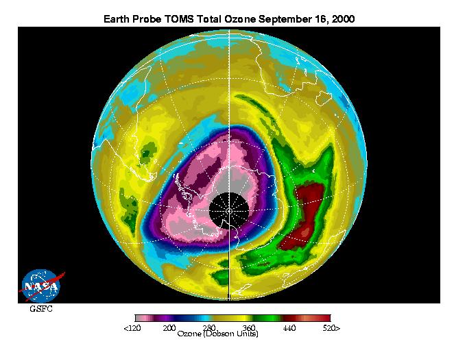 v oblasti kolem Antarktidy o 3 9 %, na severní polokouli nad Tichým oceánem a vnitrozemskými částmi Asie o 3 6 %. Nebezpečnější jsou však krátkodobé výrazné výkyvy koncentrace ozonu.