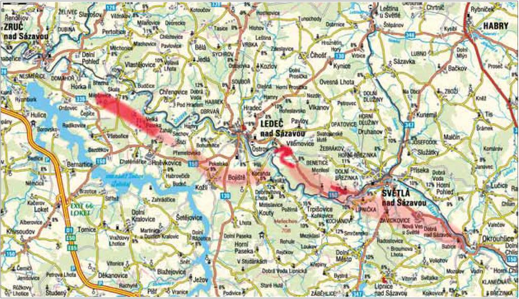 downbursty či microbursty. Fig. 6. Damage swath, caused by a tornadic storm of May 31,2001, close to Sázava River.