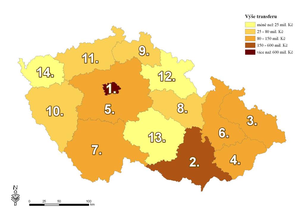 Průběžný monitoring 2009 Příloha č. 4 - Transféry ze SR ČR dle krajů ČR v mil.