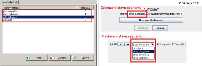 -45- vybranému textu. Přepínač a jeho vlastnosti Přepínač je popsán seznamem textů - což představuje popisky jednotlivých přepínačů.