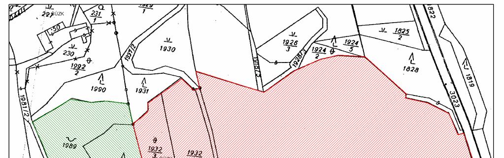 Obr.. 2: Katastrální snímek umístní zámru V souvislosti s plánovanou tžbou bude odato 59 056 m 2 pozemk ze ZPF. Odlesování spojené s již povolenou tžbou na p. p.. 1992/3 bude provádno postupn, v závislosti na postupu exploataních prací v lomu a po dohod se správcem lesa.