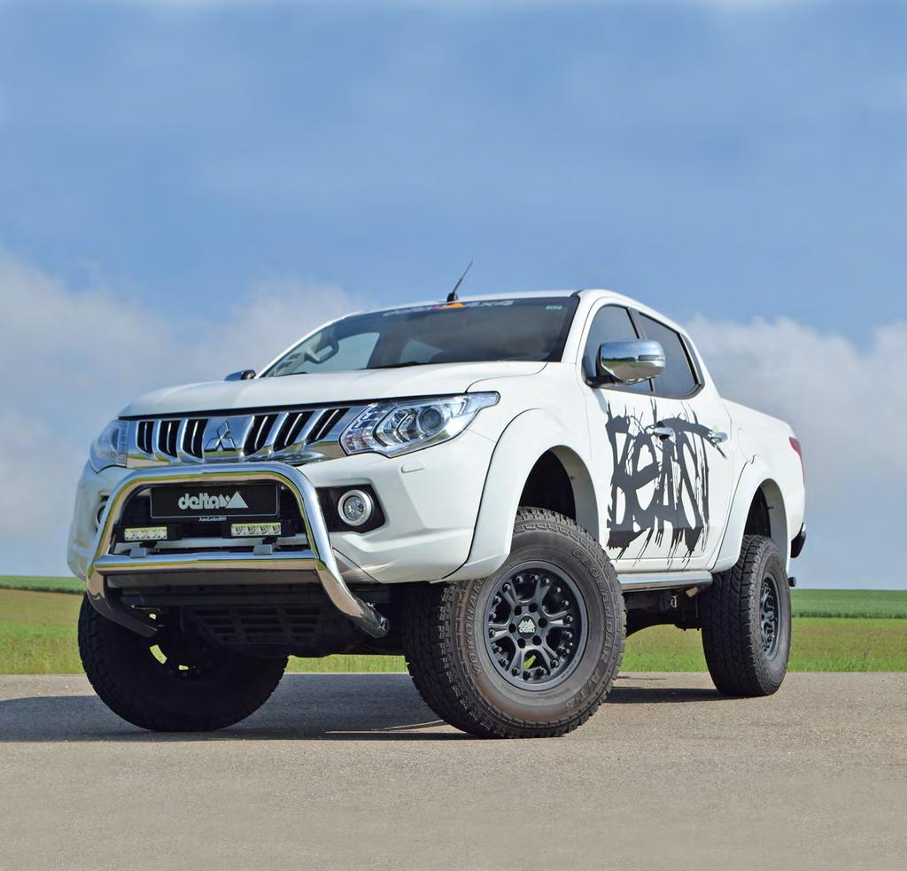 MITSUBISHI L200 KJOT Mitsubishi L200 / Beast Delta Geländesport delta4x4 rám: přední, nerez-leštěný "Front bar" exclusiv 76 mm ráfky: Hutch1 černé R17x8,5J, pneumatiky 315/70R17 delta4x4 rozšíření: