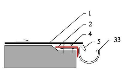 66 Ukončení fóliové (PVC) hydroizolace s použitím závětrné lišty Vysvětlivky: 1 Asfaltové