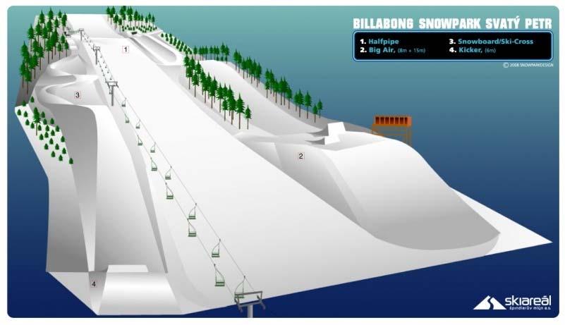 Obrázek č. 2 Billabong snowpark Svatý Petr Tento park je díky u-rampě jeden z nejznámějších a nejvyhlášenějších u nás.