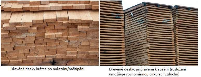Obrázek 7 Přirozené sušení dřeva Zdroj: Maison François Frères (2010) Dalším a rychlejším způsobem, jak dřevo usušit, je umělé sušení v sušárnách, které trvá jen několik týdnů.