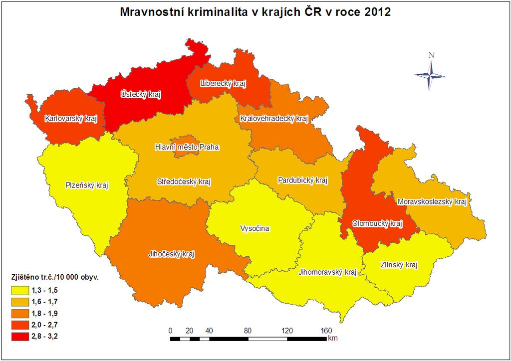2.2.5 Mravnostní kriminalita Zjištěno trestných činů: 1 981 (-5 %, -105) Objasněno trestných činů: 1 473 (+0,5 %, +8) Objasněnost: 74,4 % (+4,1 %) Počet stíhaných a vyšetřovaných osob: 1279 1 224