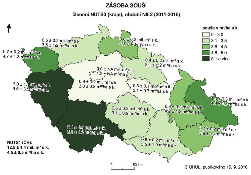 Obr. 1: Zásoba souší v krajích, období NIL2 (2011 2015) ZÁSOBA SOUŠÍ PODLE DRUHU VLASTNICTVÍ Tabulka č. 3 a graf č.