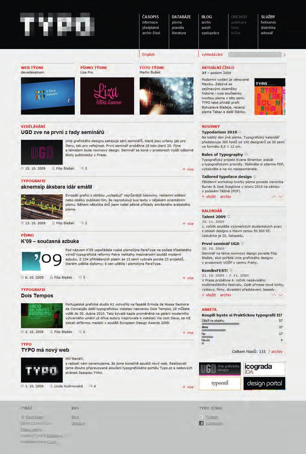 typo.cz v novém Databáze nabízí oblíbené rubriky původní verze typo.