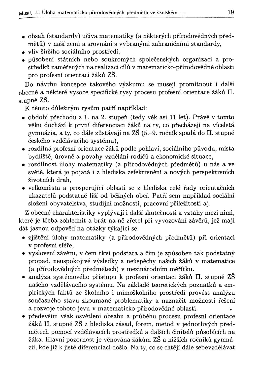 Musil, J.: Úloha matematicko-přírodovědných předmětů ve školském.