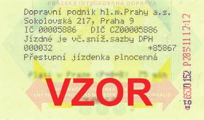 Údaje na jízdenkách ozna ených v ozna ovacích za ízeních Jízdenka ze stacionárního automatu as (hodiny minuty) datum (den m síc rok) tarifní pásmo íslo linky (pouze v tramvajích, autobusech a p