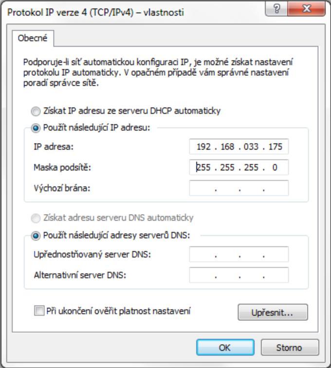 5-1 Centrální jednotka CP-1000, tlačítko MODE Aby mohla probíhat komunikace mezi PC a centrálním modulem, musíme naši zjištěnou IP adresu pevně zadat do PC.