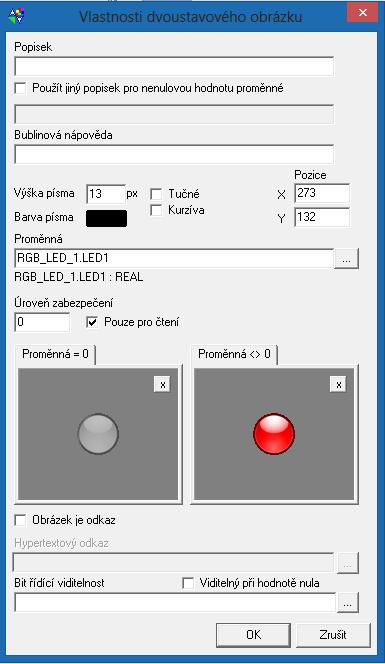 je přiřadit jednotlivým ovládacím objektům proměnné hodnoty (vstupy a výstupy), které jsme vytvářeli v předchozích částech úlohy. 1.