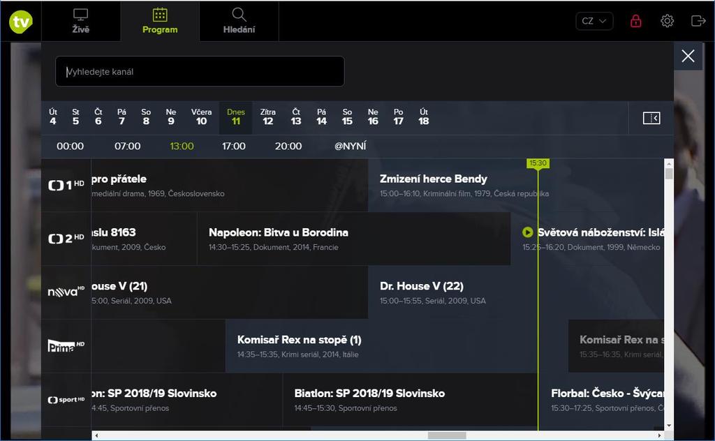 záložku Program v horním menu. 2.