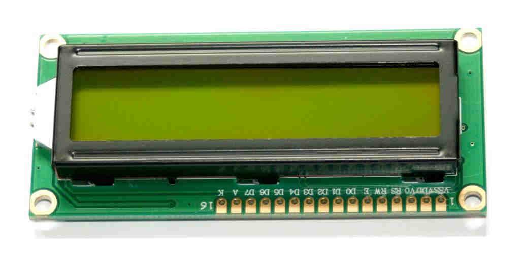 Obr. 4-9 LCD display s řadičem HD44780 V tabulce Tab. 4-2 je vidět rozložení pinů displeje, kde první dva piny slouží k napájení displeje.