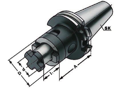 Upínač na nástrčné frézy kombinovaný DIN 69871 Form AD/B 0,005 G6,3 Označení SK d h6 A I 1 D Cena (mm) (mm) (mm) (mm) EUR Kč 403.10.16 SK 40 16 55 17 32 31,28 876 403.10.22 SK 40 22 55 19 40 31,96 895 403.