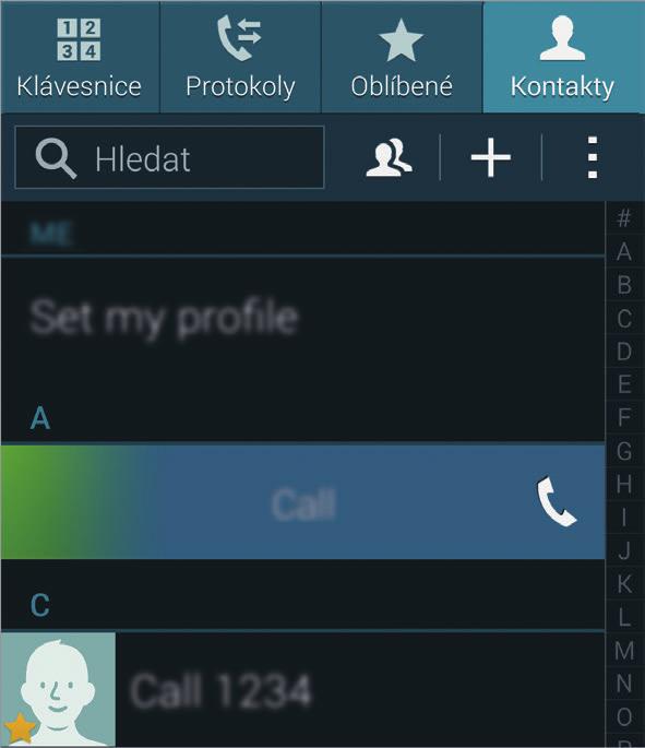 Telefon Volání ze záznamů hovorů nebo seznamů kontaktů Chcete-li uskutečnit hovor, klepněte na položku Protokoly nebo Kontakty a pak přetáhněte kontakt nebo telefonní číslo doprava.