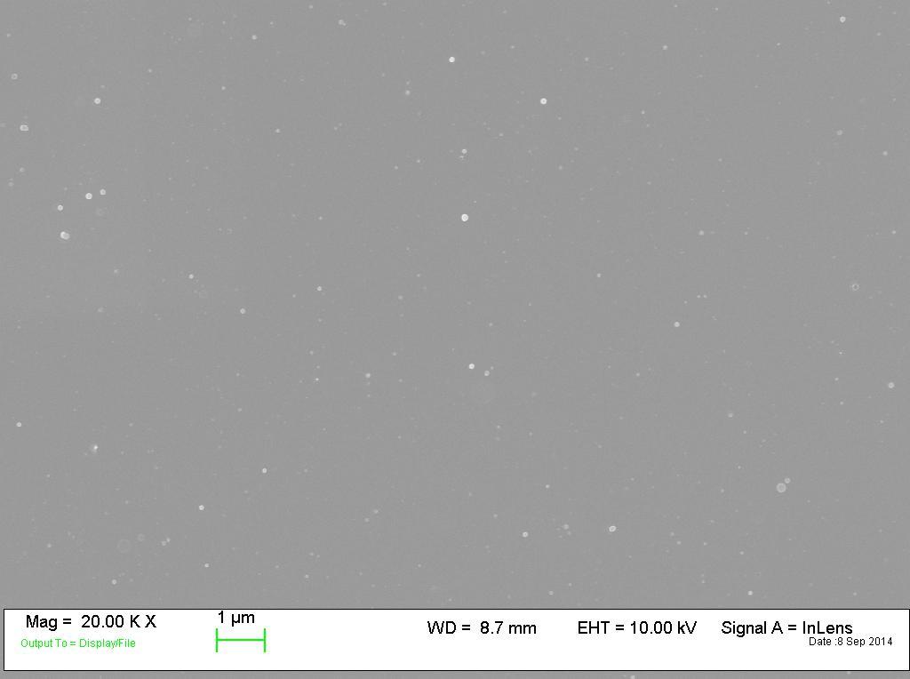 Figure 5: Film Kuba7 TiN on monocrystalline silicon. In the Figure 6 sample Kuba 9 are particles under 250 nm. The film is probably polycrystalline.