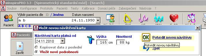 hmotnosti a údaje potvrďte ikonou OK (Potvrdit novou