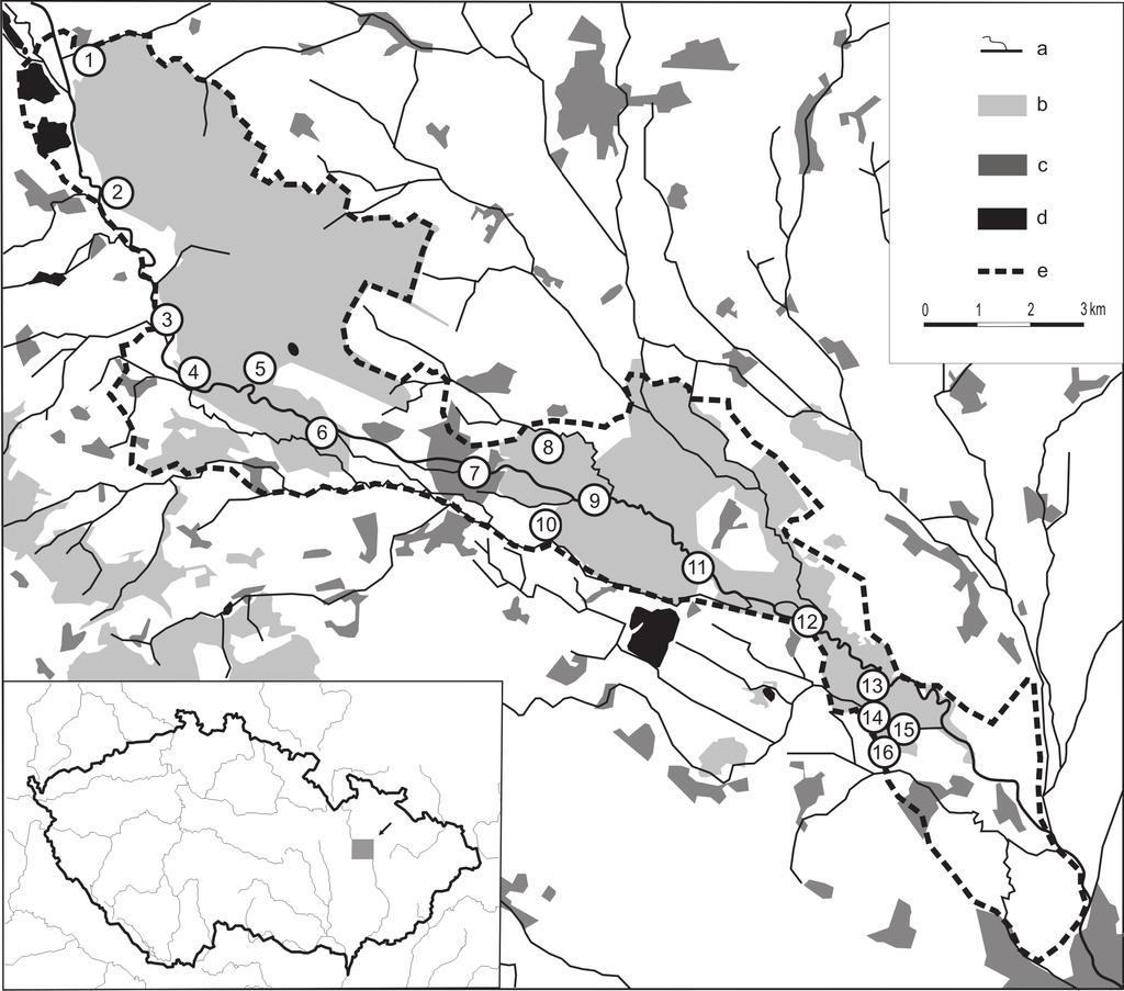 Šťáhlavský, Tuf: Štírci (Arachnida: Pseudoscorpiones) CHKO Litovelské Pomoraví Obr. 1. Mapa lokalit Litovelského Pomoraví.