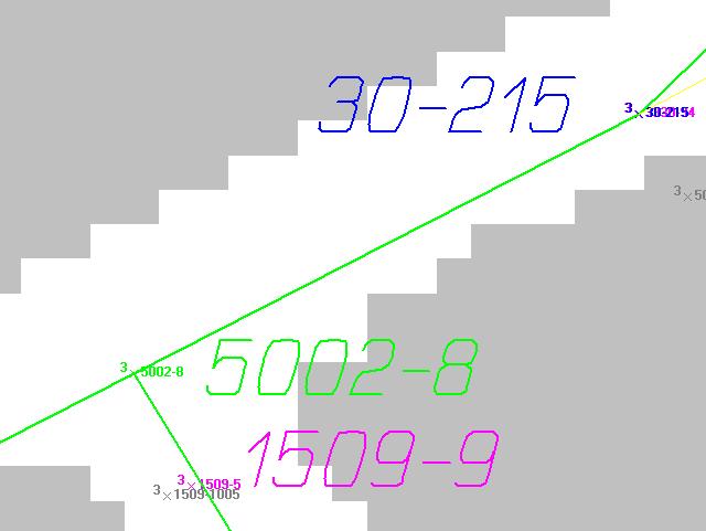 mezní polohová chyba pro KK3 0,40 m (viz kapitola 5.2). Kontrolní oměrná míra mezi body 1509-5 a 1509-9 činí 4,00 m (viz Obr. 6.23), ze souřadnic je to pak 4,05 m.
