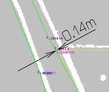 Obr. 6.43 Výřez ze ZPMZ 1087 Obr. 6.44 Výřez ze ZPMZ 1487 2914-4 je od hranice parcely 14 cm. Tato hodnota splňuje mezní polohovou chybu pro KK3.