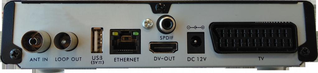 5. Přední panel 6. Zadní panel ANT IN: LOOP: HDMI: SPDIF (COAXIAL): USB: TV: LAN: DC 12V: Vstup koaxiálního kabelu od antény. Wýstup pro další přijímač. To nnení modulátor.