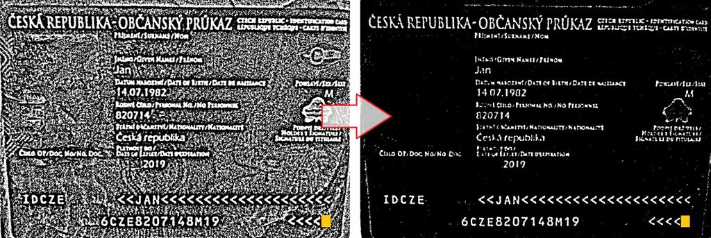 činnost v rámci binarizace fotografií osobních dokladů nepotřebovalo žádné další vstupní parametry. Původní algoritmus má celkem dva vstupy. První určuje velikost klouzavého okna a druhý konstantu C.
