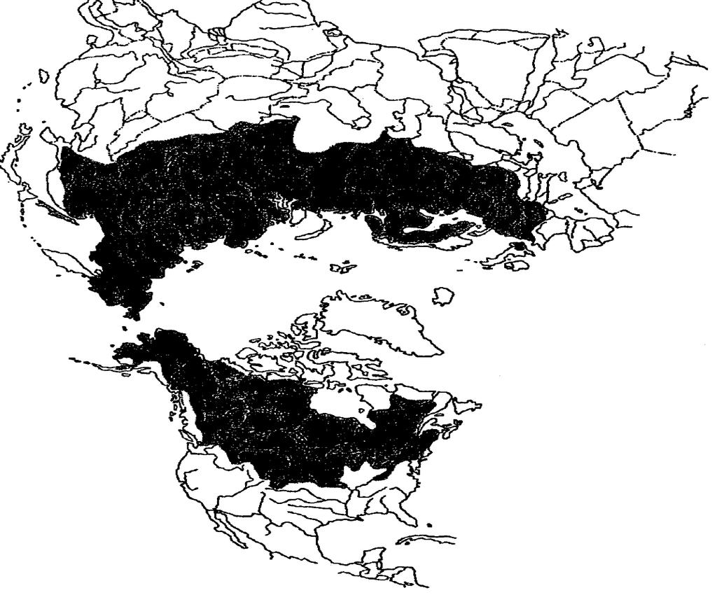 Obr. 1 Výskyt mníka jednovousého (Howes, 1991).