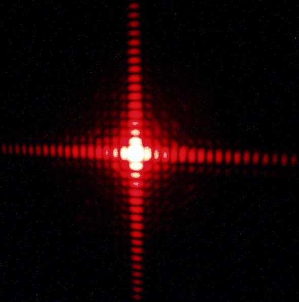 K lepší představě prostorového spektra optických signálů, realizovaných vybranými difrakčními objekty, jsem vyfotografoval jejich příslušné Fraunhoferovy difrakční obrazce na stínítku v rovině P