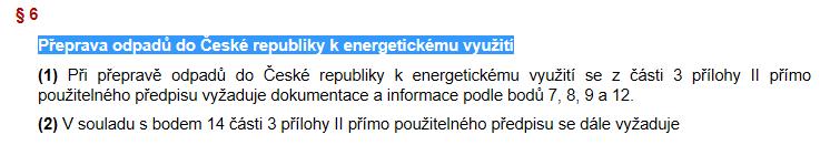 Po rozkliknutí předpisu program označí hledanou větu.