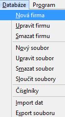 DATABÁZE a klikněte na nabídku NOVÁ