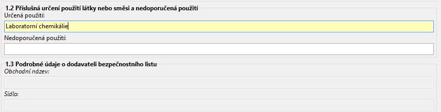 Nyní vzor vyplňte dle potřeby Oddíly: Vzor obsahuje 16 záložek, které odpovídají 16 oddílům bezpečnostního listu.