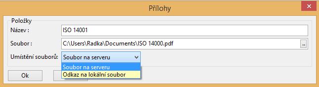 Umístění souborů Soubor na serveru Soubor je uložen na serveru spolu s ostatními daty programu.