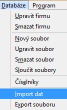 11.10. Import dat Import dat slouží k zadání dat do souboru z importního souboru.
