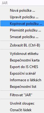 Kopírovat položku můžete také z kontextové nabídky,