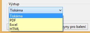 U souboru PDF nebo Excel je nutno zadat název výstupního souboru do volného pole v oblasti nastavení