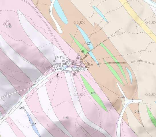 4. Informace o půdním profilu Geologická mapa: LEGENDA: Kanalizace bude uložena v převážní části pod komunikací.