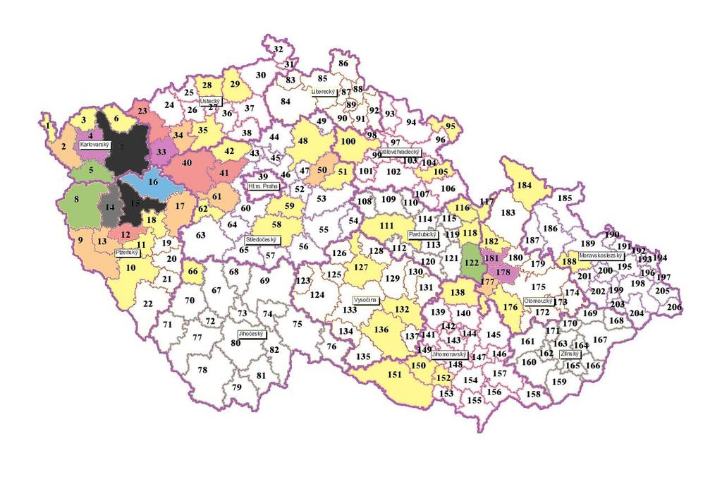 přepočtený lov 2009 na 10 000 ha 1-5 kusů 100,1-150 kusů 5,1-20 kusů 150,1-200 kusů 20,1-50 kusů nad 250 kusů 50,1-100 kusů