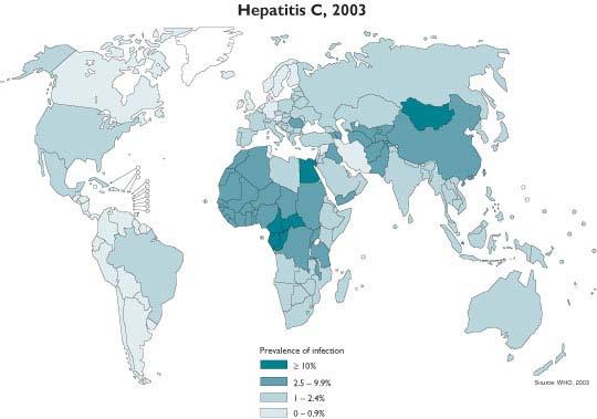 Virová hepatitida C RNA virus podobný flaviviru, zařazen mezi Togaviridae Objeven v r. 1988, u nás vyšetřována od r. 1993 175 miliónů chronických nosičů HCV ve světě (v západní Evropě 5 mil.