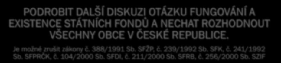 241/1992 Sb. SFPRČK, č. 104/2000 Sb. SFDI, č. 211/2000 Sb. SFRB, č.
