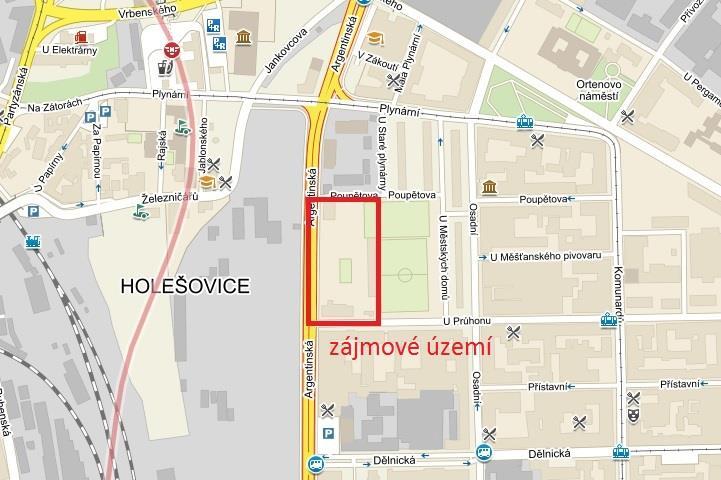 3. Lokalita měření Měřické práce probíhaly v Praze Holešovicích v areálu fotbalového klubu Loko Vltavín na
