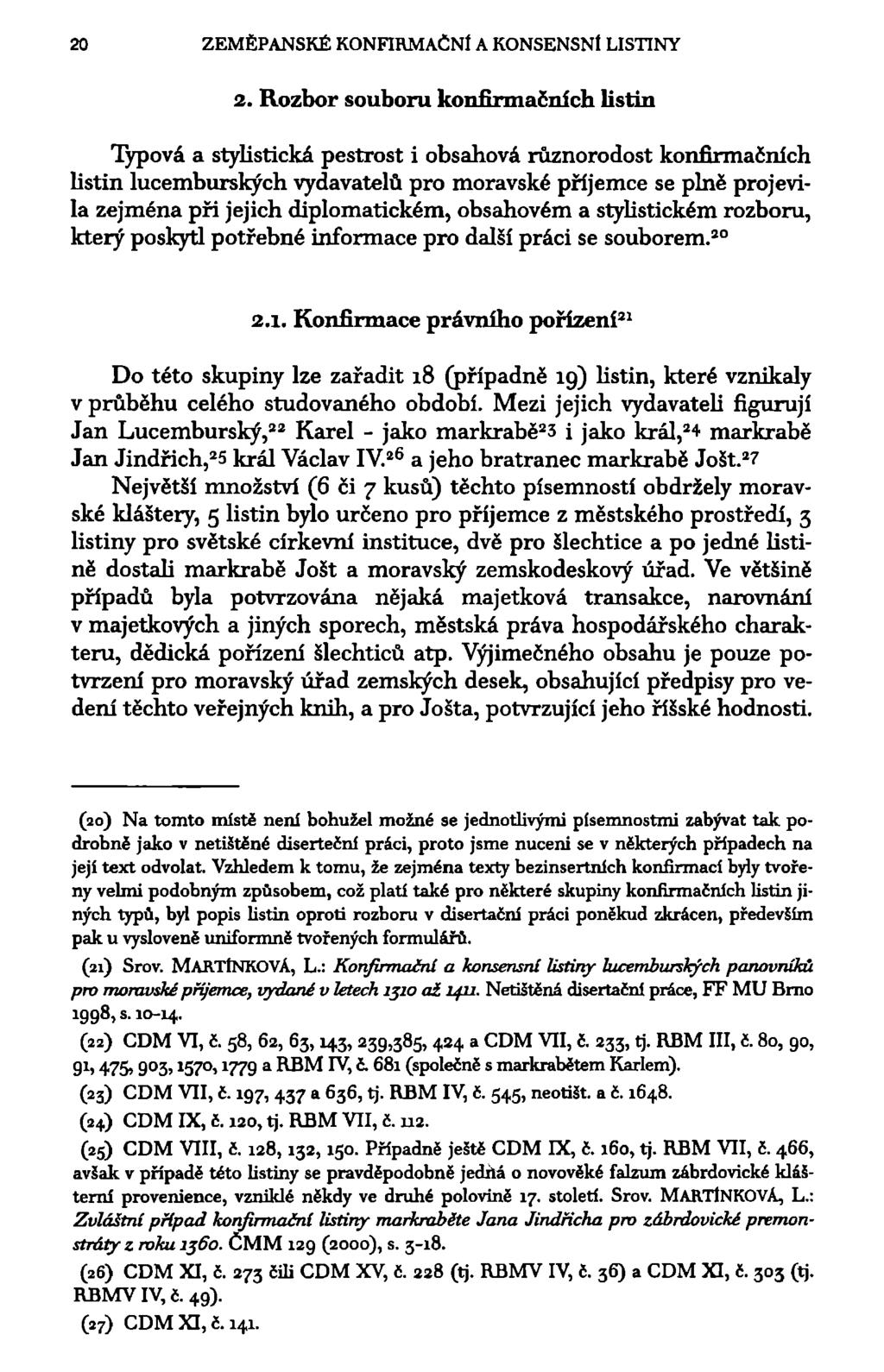 20 ZEMĚPANSKÉ KONFIRMAČNÍ A KONSENSNt LISTINY 2.