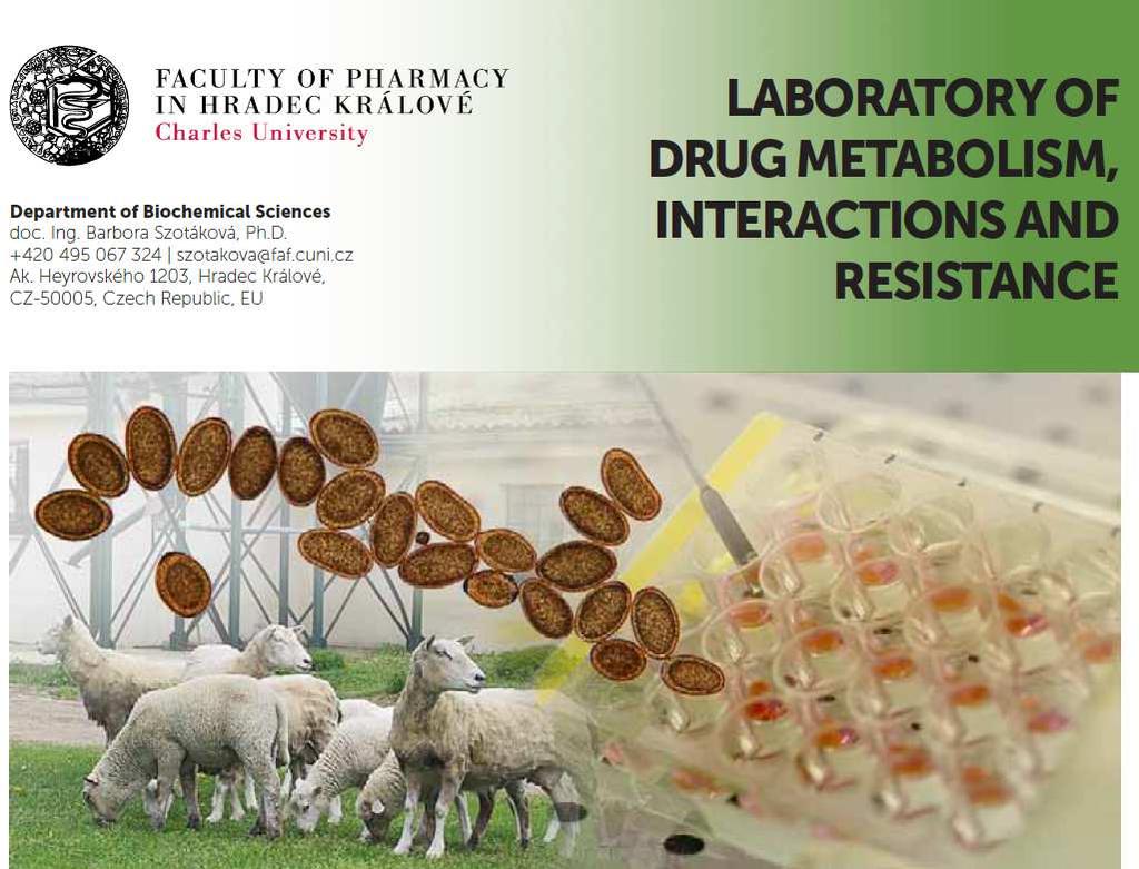 Laboratoř metabolismu léčiv, interakcí a resistence Spolupráce vhodná pro partnery z akademické sféry, průmyslu a agronomie se zájmem o výzkum v oblasti farmakologie, biochemie a parazitologie.